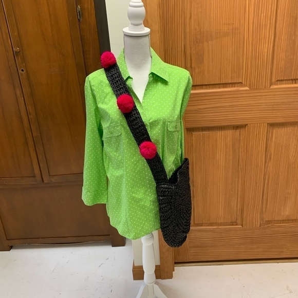 Shiraleah Rio woven straw circular shoulder bag purse snap close 19 in drop NEW - Picture 2 of 8